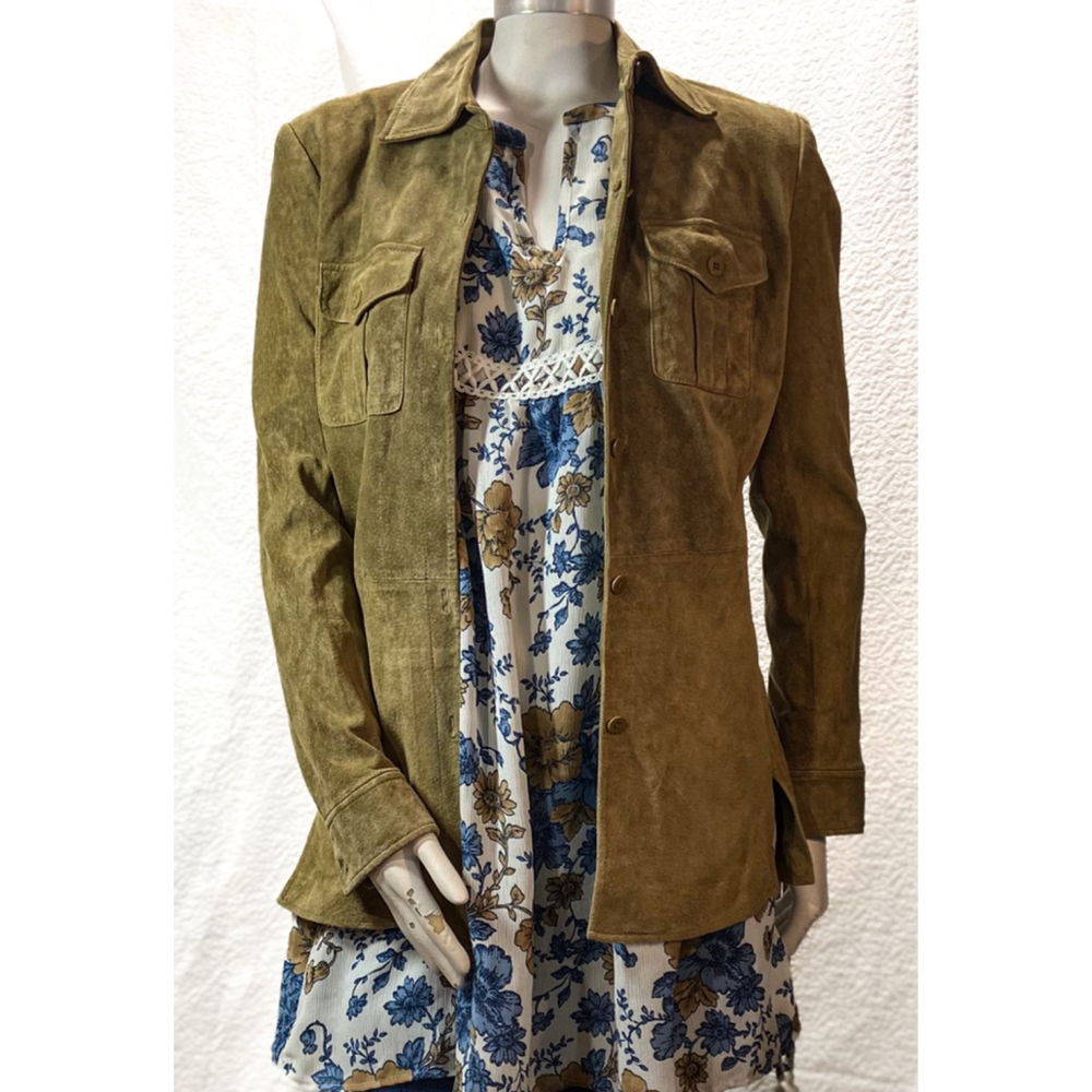 Liz Claiborne Blazer‎ Jacket Vintage Y2K Brown Suede Leather S